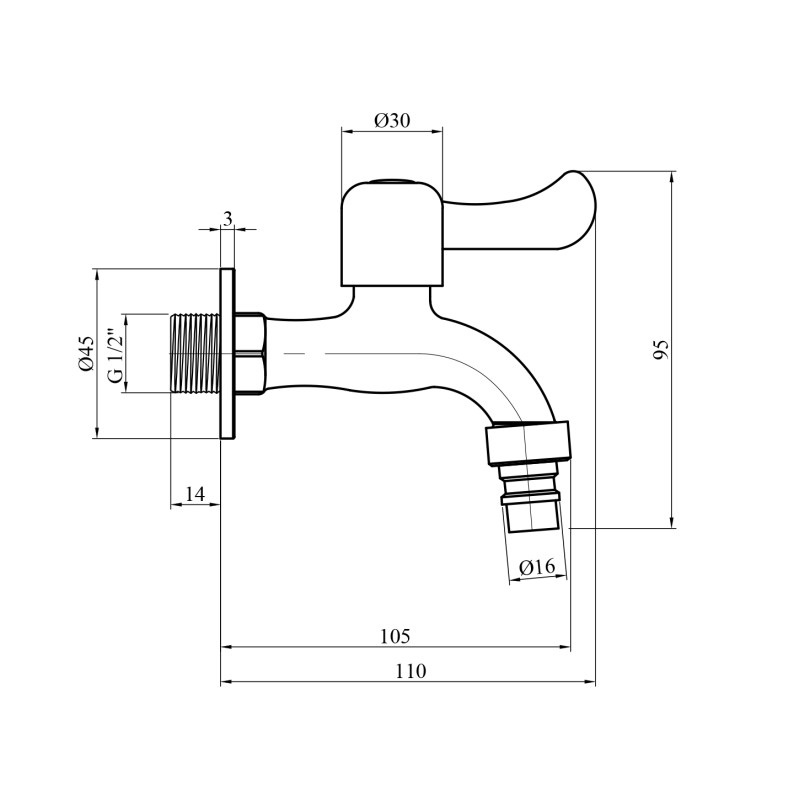 Кран для поливу Kroner KRP Edelstahl Klassisch - ESG0991 1/2'' ЗР