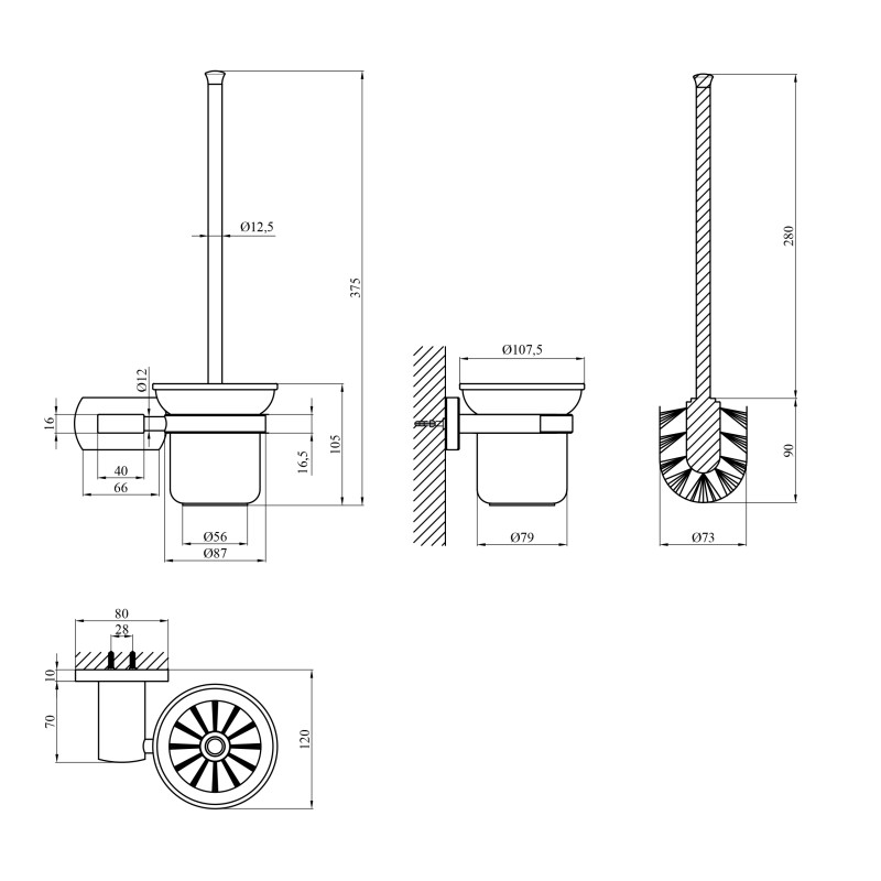 Йоржик для унітаза настінний Kroner KRP Graz - GRP95613