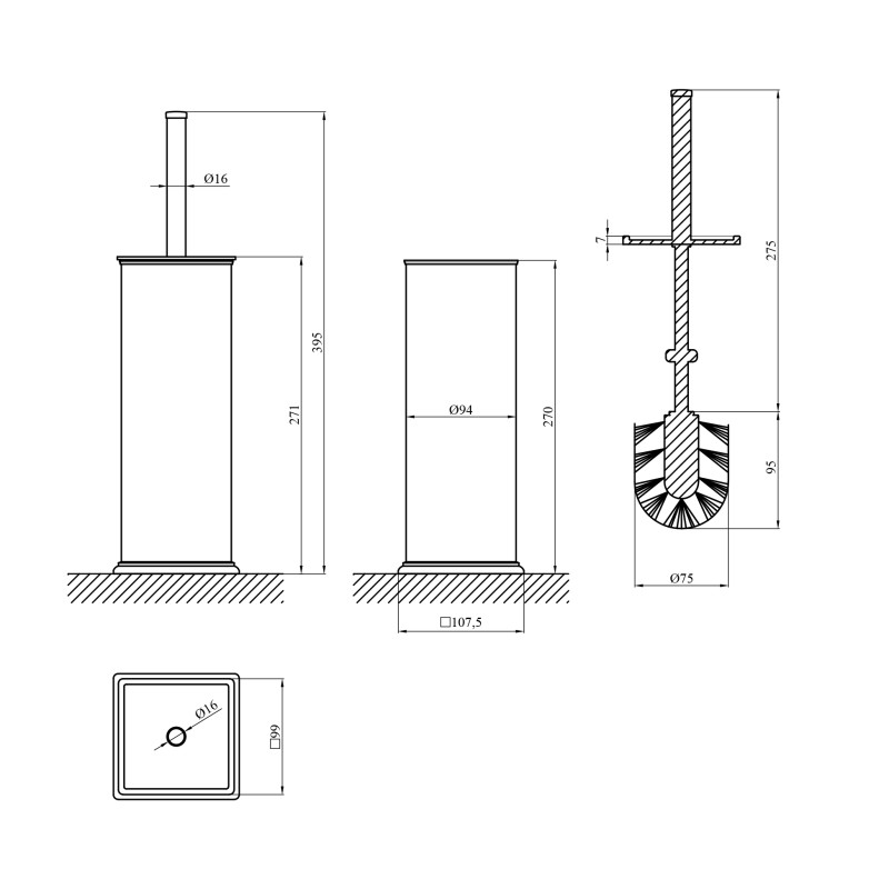 Йоржик для унітаза підлоговий Kroner KRP Graz - C017