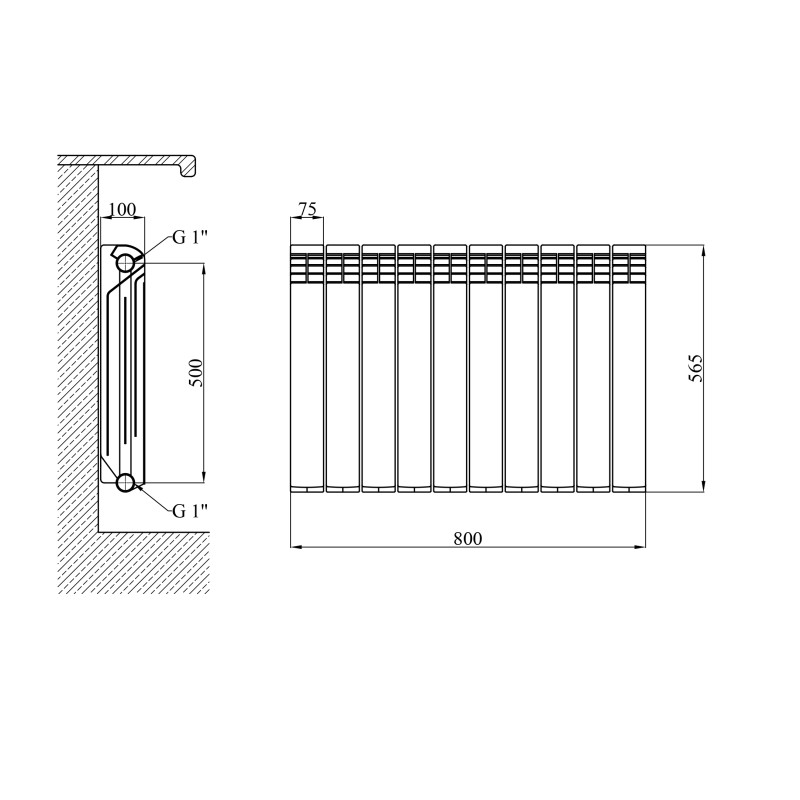 Радіатор біметалевий Kroner  Laura Perfect 500P 500х80х100
