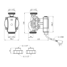 Насос циркуляційний Pumpman GRC25/7/130 Нmax 7м Qmax 3,48куб.м P 52 Вт