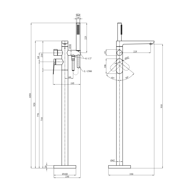 Змішувач для ванни Kroner Element 211339-5301