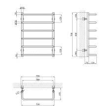 Сушарка для рушників водяна Kroner KRP Stil WT700x500-6