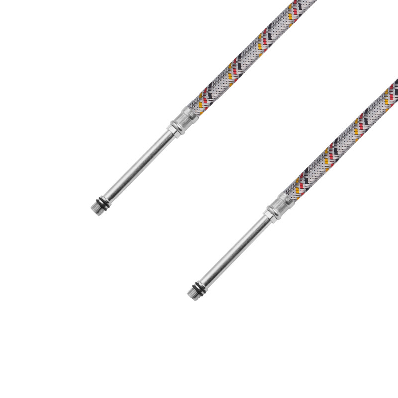 Гнучка підводка для підключення змішувача Kroner KRP 1/2"хМ10 ВЗ 80 см в обплетенні з нержавіючої сталі (пара)
