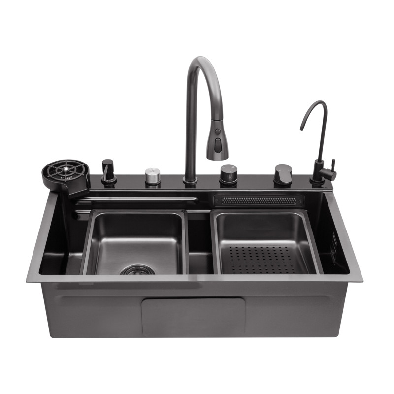 Кухонна мийка Kroner KRP Schwarze - SET7545F4HM PVD (3.0/0.8 мм)