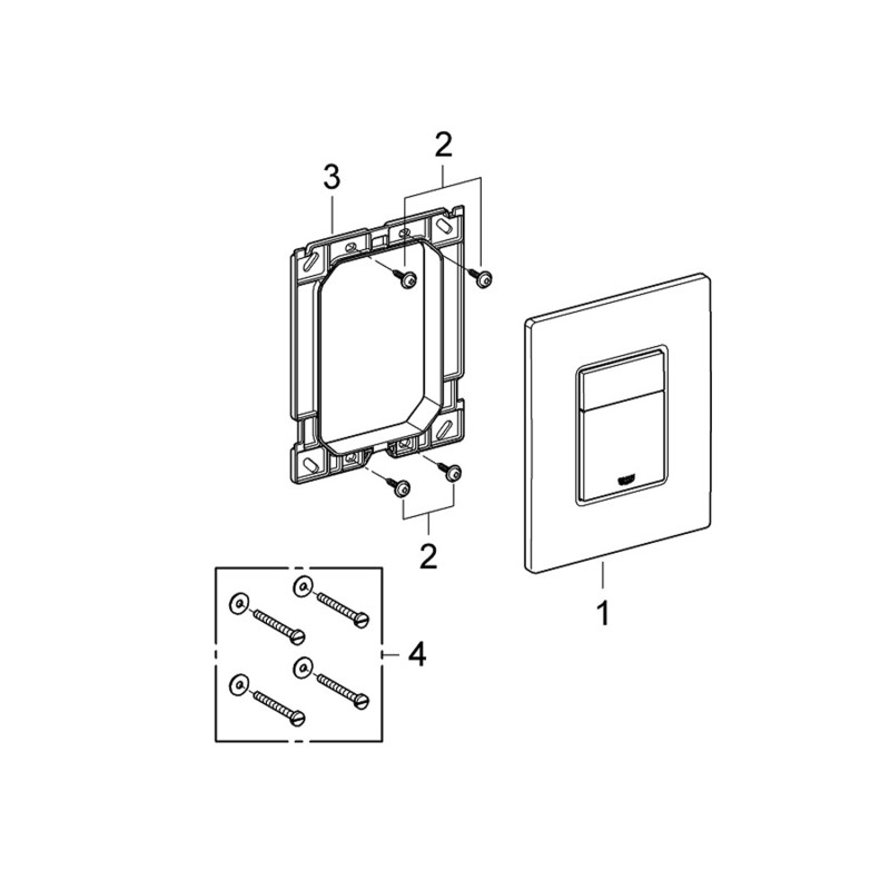 Комплект 4 в 1: Інсталяція Grohe Solido 2 в 1 38971000 + Панель змиву для унітаза Grohe Even Black 38966KV0 + Унітаз підвісний безобідковий Kroner Eifel WHI483429 TORNADO з сидінням Slim Duroplast / Soft-close / Quick relase KE483429WHIT(38971966KV0KE48T)