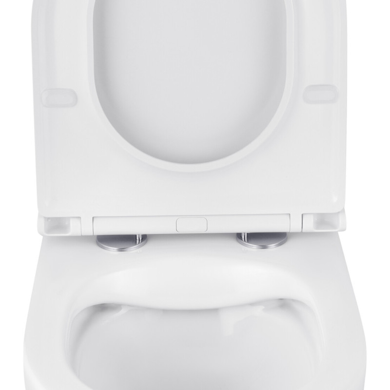 Комплект 4 в 1: Інсталяція Grohe Solido 2 в 1 38971000 + Панель змиву для унітаза Grohe Even 389662430 + Унітаз підвісний безобідковий Kroner Harz WHI483632 TORNADO з сидінням Slim Duroplast / Soft-close / Quick relase KH483632WHIT (38971966243KH48T)