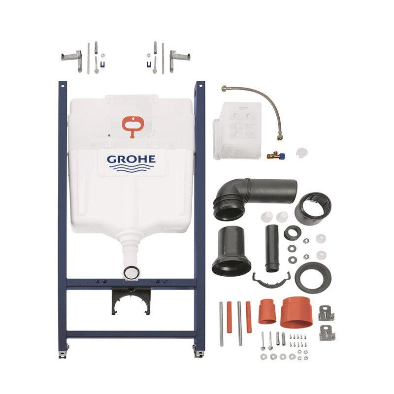 Комплект 4 в 1: Інсталяція Grohe QuickFix Solido 2 в 1 38971000 + Панель змиву для унітаза Grohe QuickFix Even 389662430 + Унітаз безободковий Kroner Oker WHI533536 RIMLESS з сидінням Slim Duroplast /Soft-close /Quick relase KO533536WHIR (38971966243KO53R