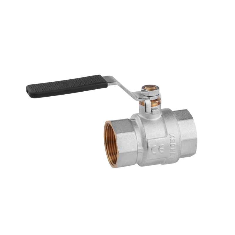 Кран кульовий Kroner 1 1/4" ВВ PN40 ручка, нікельований