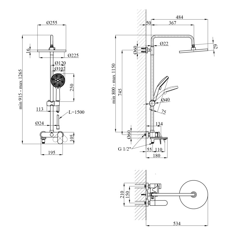 Душова система Kroner Element 211318-3801