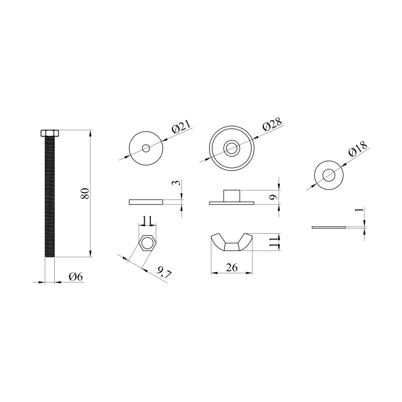 Кріплення бачка до унітаза Direct 80 мм (нержавіюча сталь)