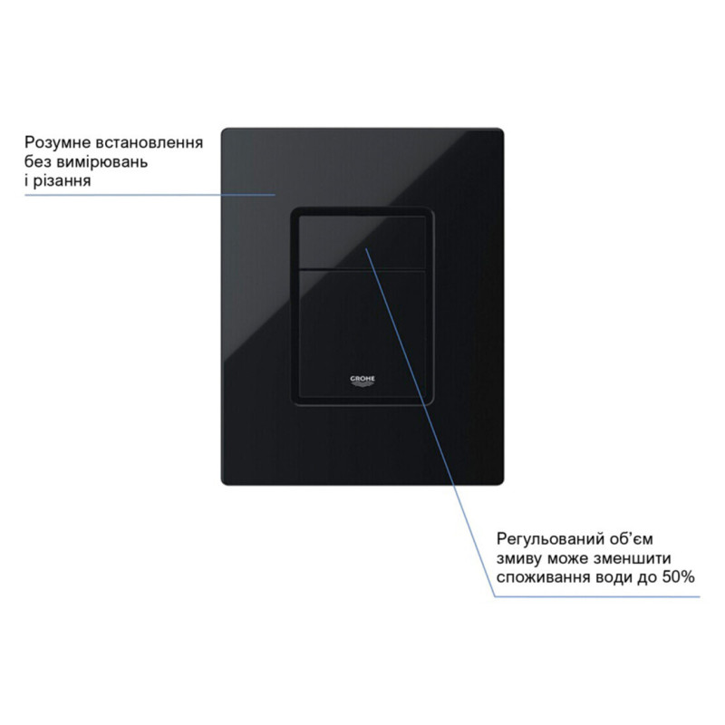 Комплект 4 в 1: Інсталяція Grohe Solido 2 в 1 38971000 + Панель змиву Even Black 38966KV0 + Унітаз Kroner Eifel WHI493436 TORNADO (38971966KV0KE49T)
