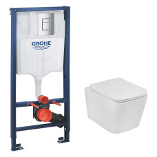 Комплект 4 в 1: Інсталяція Grohe Rapid SL 3 в 1 38772001 + Унітаз безобідковий Kroner Eifel WHI493436 TORNADO (38772001KE49T)