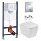 Комплект 4 в 1: Інсталяція GROHE Solido 3 в 1 3884966Q + Унітаз безобідковий Kroner Eifel WHI493436 TORNADO (3884966KE49T)