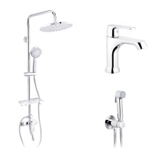 Набор 3 в 1 душова система Kroner Armada-C064K + змішувач Armada-C010 + змішувач Bidet-C082