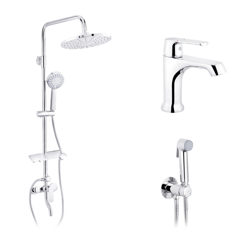 Набор 3 в 1 душова система Kroner Armada-C064K + змішувач Armada-C010 + змішувач Bidet-C082
