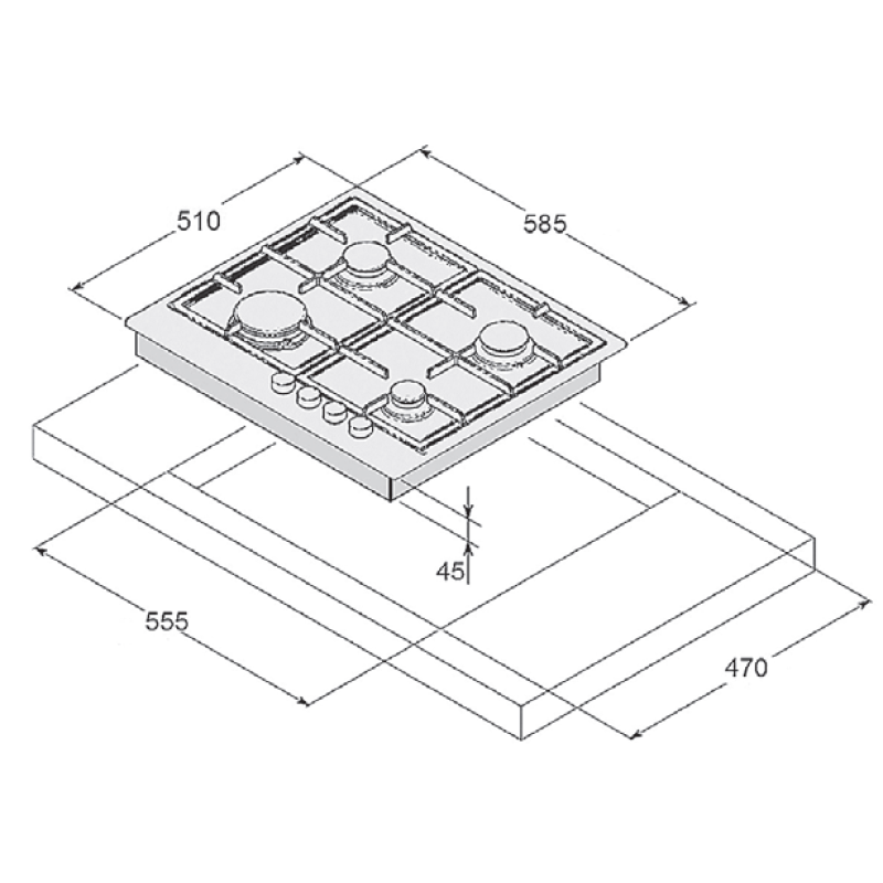 Газова варильна панель FHG 1244 VGH White Glass