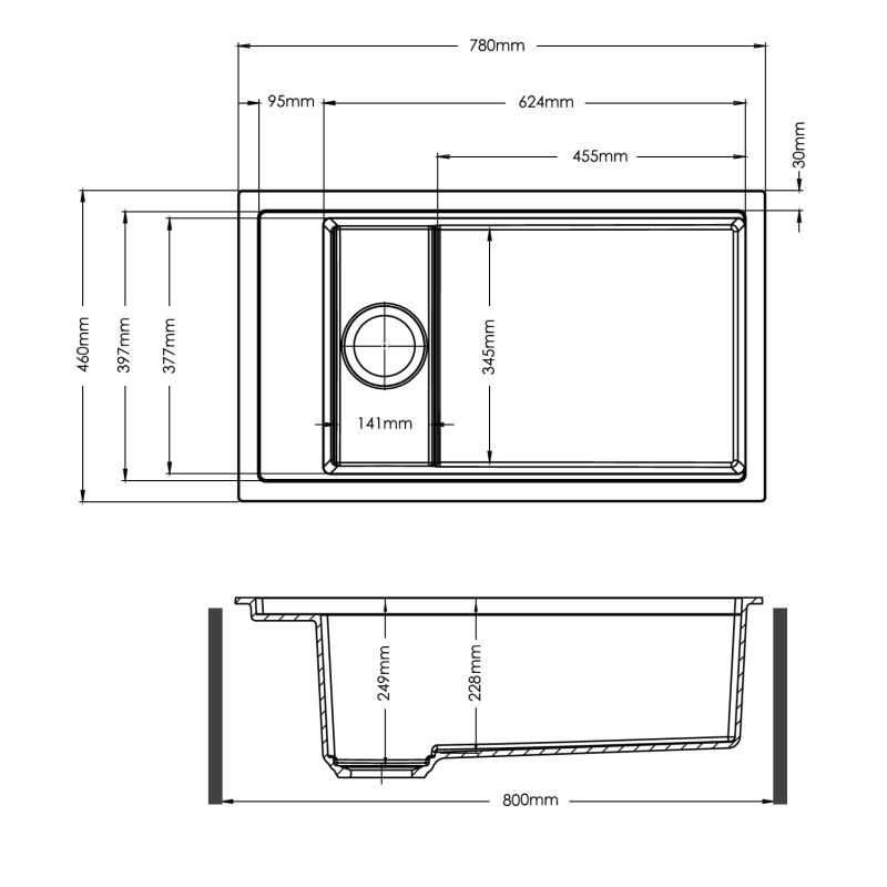 Гранітна мийка Navio Center 78