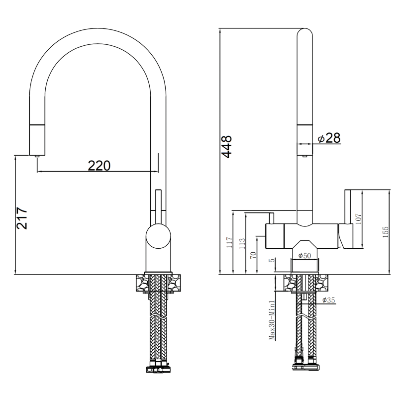 Змішувач кухонний комбінований Fabiano FKM 3118P SS (3 в 1)