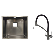Мийка Quadro 44 Celldecor Nano Graphite + Змішувач FKM 3110 Black Steel