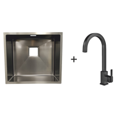 Мийка Quadro 44 Celldecor Nano Graphite + Змішувач FKM 71 Black Steel