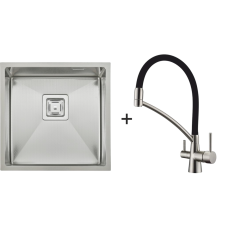 Мийка Quadro 44 Celldecor + Змішувач FKM 3110 Inox Black