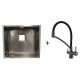 Мийка Quadro 49 Celldecor Nano Graphite + Змішувач FKM 3110 Black Steel