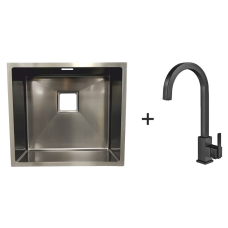 Мийка Quadro 49 Celldecor Nano Graphite + Змішувач FKM 71 Black Steel