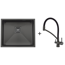 Мийка Quadro 53 Celldecor Nano Graphite + Змішувач FKM 3110 Black Steel