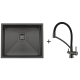 Мийка Quadro 53 Celldecor Nano Graphite + Змішувач FKM 3110 Black Steel