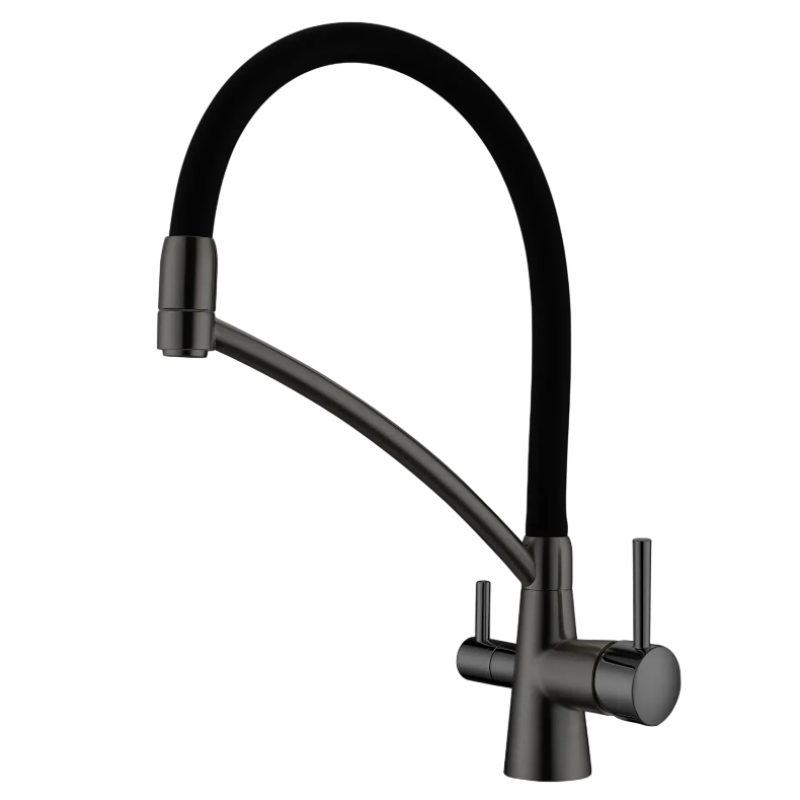 Мийка Quadro 53 Celldecor Nano Graphite + Змішувач FKM 3110 Black Steel