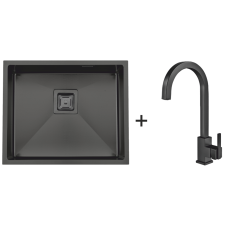 Мийка Quadro 53 Celldecor Nano Graphite + Змішувач FKM 71 Black Steel