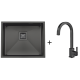 Мийка Quadro 53 Celldecor Nano Graphite + Змішувач FKM 71 Black Steel