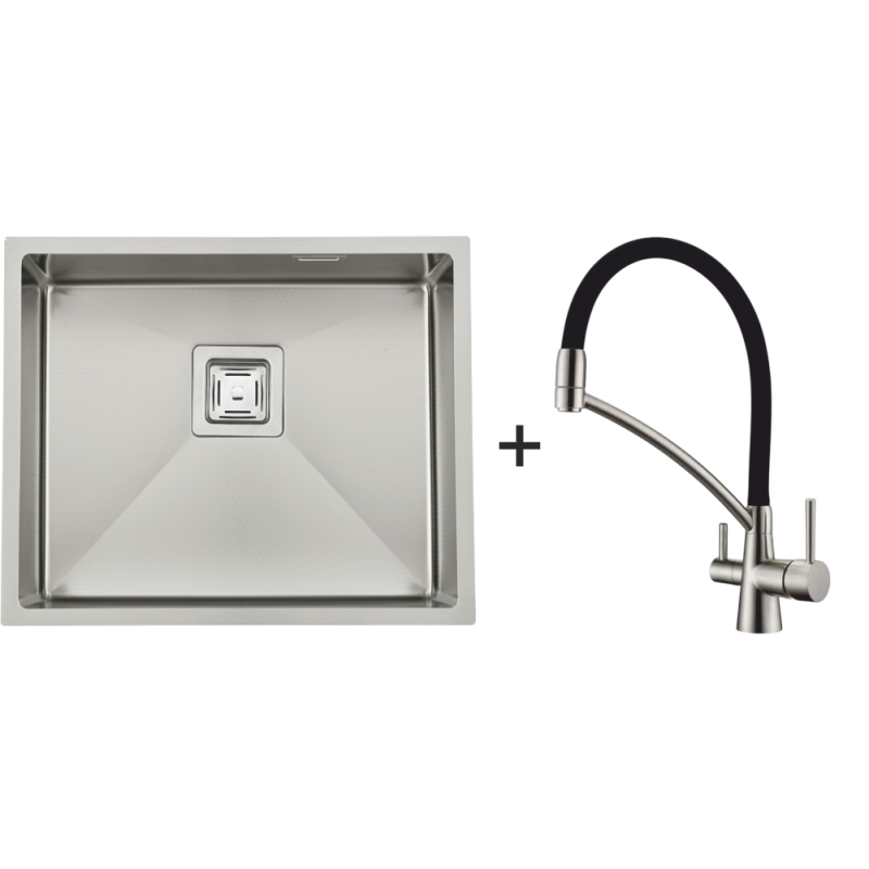Мийка Quadro 53 Celldecor + Змішувач FKM 3110 Inox Black