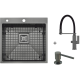 Мийка Top 49 Celldecor Nano Graphite + Змішувач FKM 3120 Black Steel + Дозатор FASD 41 Graphite