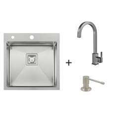 Мийка Top 56 Celldecor + Змішувач FKM 71 Inox + Дозатор FASD 25 Inox
