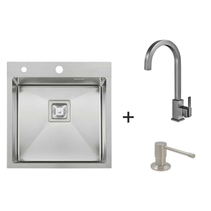 Мийка Top 56 Celldecor + Змішувач FKM 71 Inox + Дозатор FASD 25 Inox