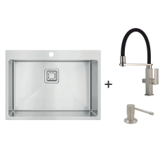 Мийка Top 65 Celldecor + Змішувач FKM 3120 Inox + Дозатор FASD 25 Inox
