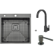 Мийки Top 56 Celldecor Nano Graphite + Змішувач FKM 71 Black Steel + Дозатор FASD 41 Graphite