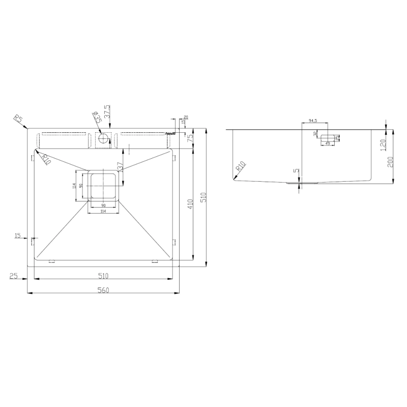 Нерж. мийка TOP 56 Celldecor Nano Graphite