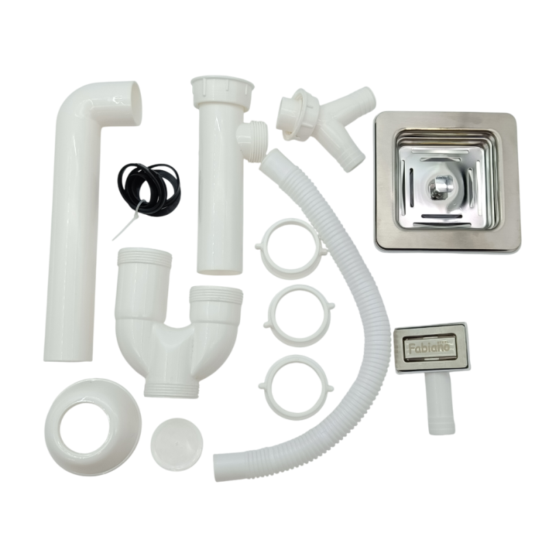 Сифон квадратний одинарний з переливом для нержавіючих мийок Inox