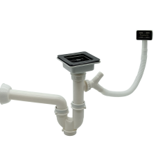 Сифон квадратний одинарний з переливом для нержавіючих мийок Nano Graphite