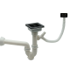 Сифон квадратний одинарний з переливом для нержавіючих мийок Nano Graphite
